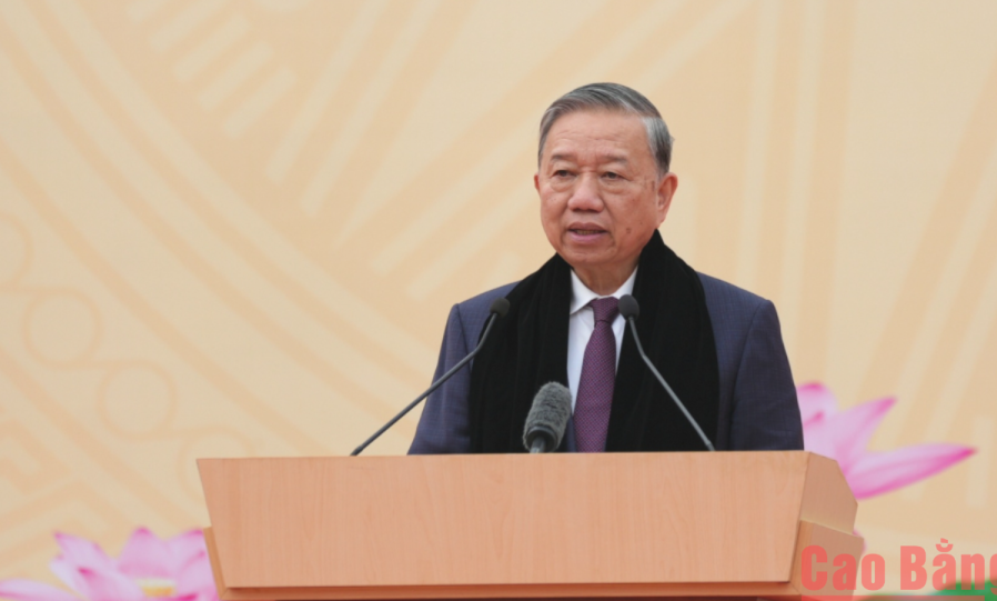 Tổng Bí thư Tô Lâm phát biểu tại buổi gặp mặt.