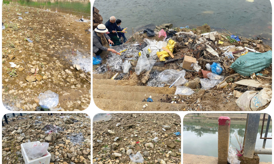 R&aacute;c thải ven s&ocirc;ng gia tăng trong ng&agrave;y Tết &ocirc;ng C&ocirc;ng, &ocirc;ng T&aacute;o