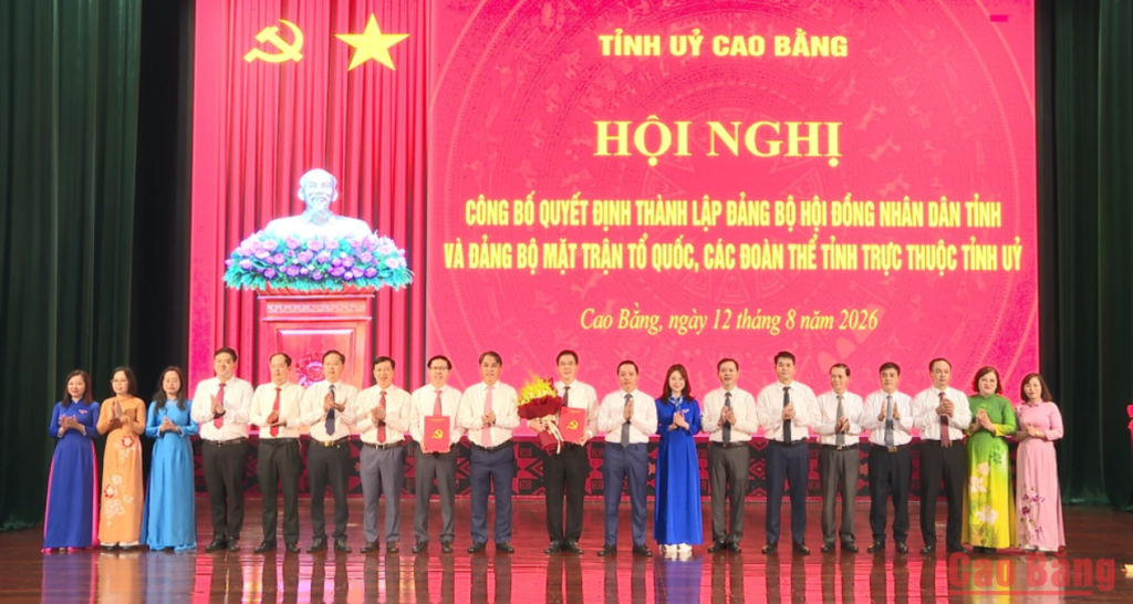 Đồng chí Phan Thăng An, Bí thư Tỉnh ủy, Chủ tịch HĐND tỉnh trao quyết định thành lập Đảng bộ MTTQ, các đoàn thể tỉnh trực thuộc Tỉnh ủy.