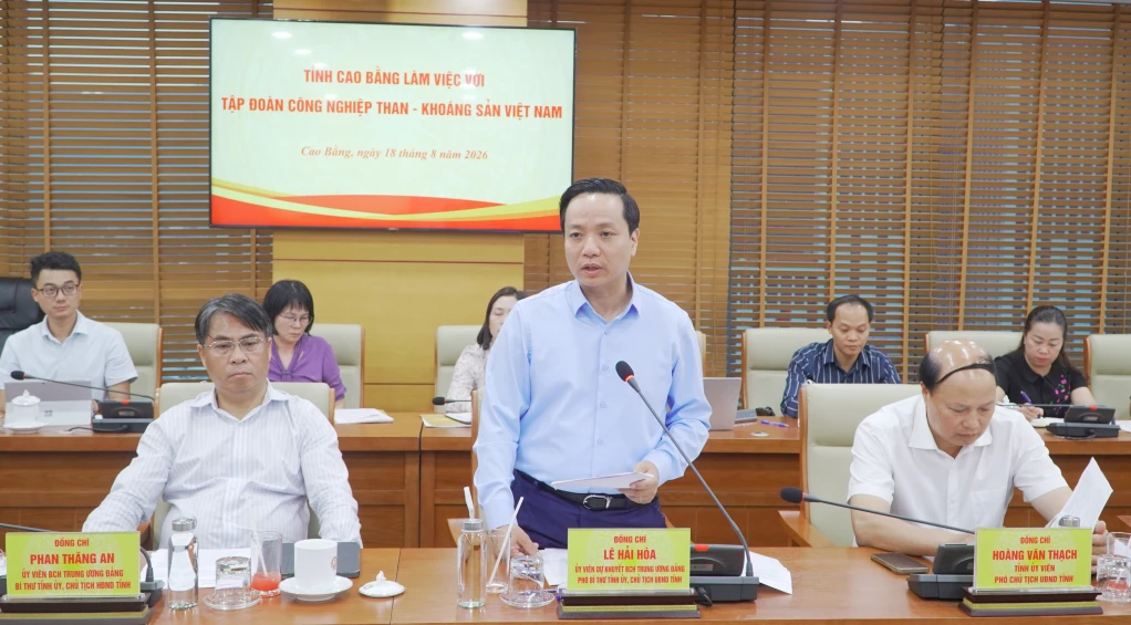 Chủ tịch UBND tỉnh Lê Hải Hòa phát biểu kết luận buổi làm việc.